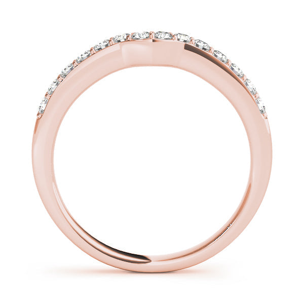 Curved Bands Half Eternity Ring in Gold & Platinum