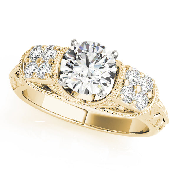 Adored Antique Round Diamond Engagement Ring in 10K/14K gold and platinum with certified lab-grown or natural diamonds