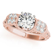 Adored Antique Round Diamond Engagement Ring in 10K/14K gold and platinum with certified lab-grown or natural diamonds