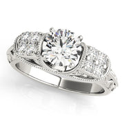 Adored Antique Round Diamond Engagement Ring in 10K/14K gold and platinum with certified lab-grown or natural diamonds