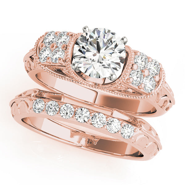 Adored Antique Round Diamond Engagement Ring in 10K/14K gold and platinum with certified lab-grown or natural diamonds