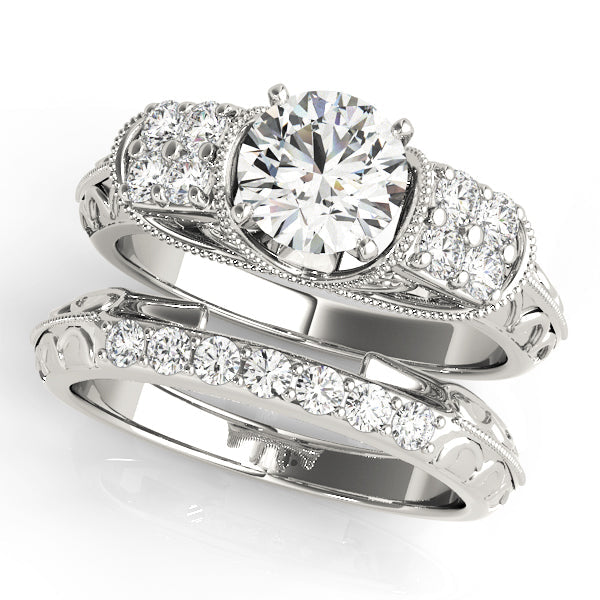 Adored Antique Round Diamond Engagement Ring in 10K/14K gold and platinum with certified lab-grown or natural diamonds