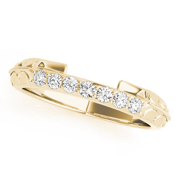Prong Set Filigree Half Eternity Ring in 10K/14K gold and platinum with certified lab-grown or natural diamonds