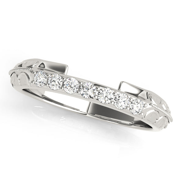 Prong Set Filigree Half Eternity Ring in Gold & Platinum