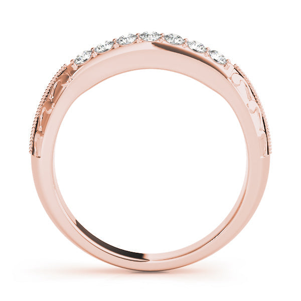 Prong Set Filigree Half Eternity Ring in Gold & Platinum