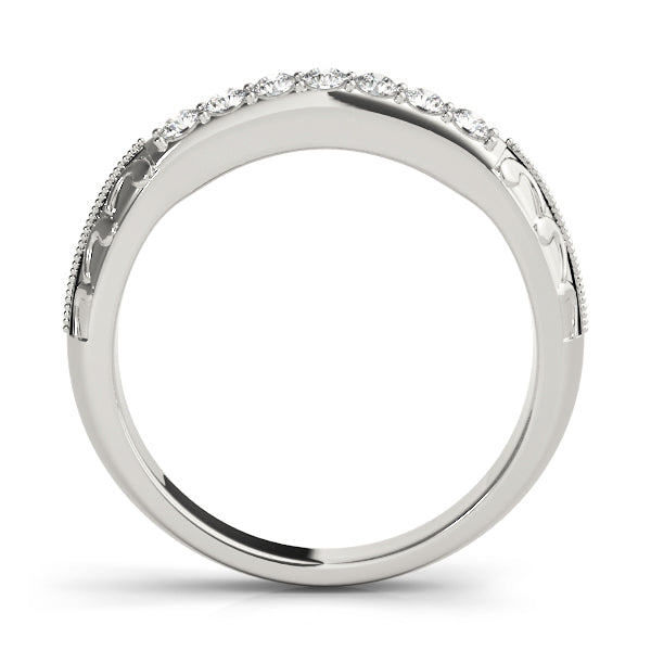 Prong Set Filigree Half Eternity Ring in Gold & Platinum