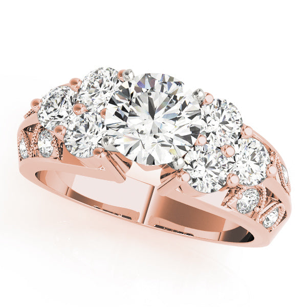 Resplendent Cluster Sides Round Diamond Engagement Ring in 10K/14K gold and platinum with certified lab-grown or natural diamonds