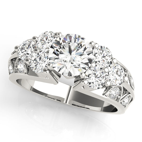 Resplendent Cluster Sides Round Diamond Engagement Ring in 10K/14K gold and platinum with certified lab-grown or natural diamonds