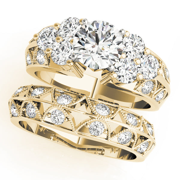 Resplendent Cluster Sides Round Diamond Engagement Ring in 10K/14K gold and platinum with certified lab-grown or natural diamonds