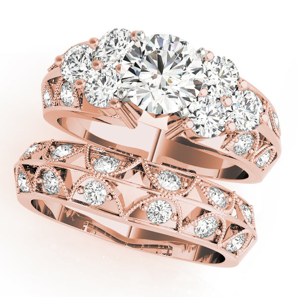 Resplendent Cluster Sides Round Diamond Engagement Ring in 10K/14K gold and platinum with certified lab-grown or natural diamonds