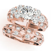Resplendent Cluster Sides Round Diamond Engagement Ring in 10K/14K gold and platinum with certified lab-grown or natural diamonds
