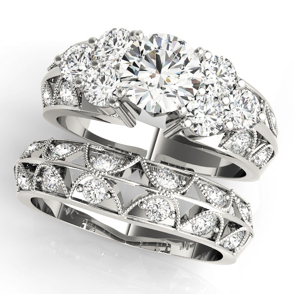 Resplendent Cluster Sides Round Diamond Engagement Ring in 10K/14K gold and platinum with certified lab-grown or natural diamonds