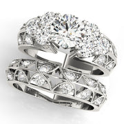 Resplendent Cluster Sides Round Diamond Engagement Ring in 10K/14K gold and platinum with certified lab-grown or natural diamonds