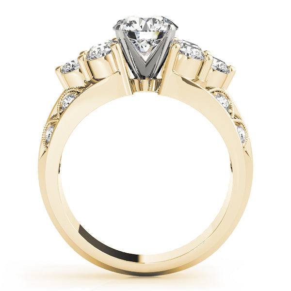 Resplendent Cluster Sides Round Diamond Engagement Ring in 10K/14K gold and platinum with certified lab-grown or natural diamonds