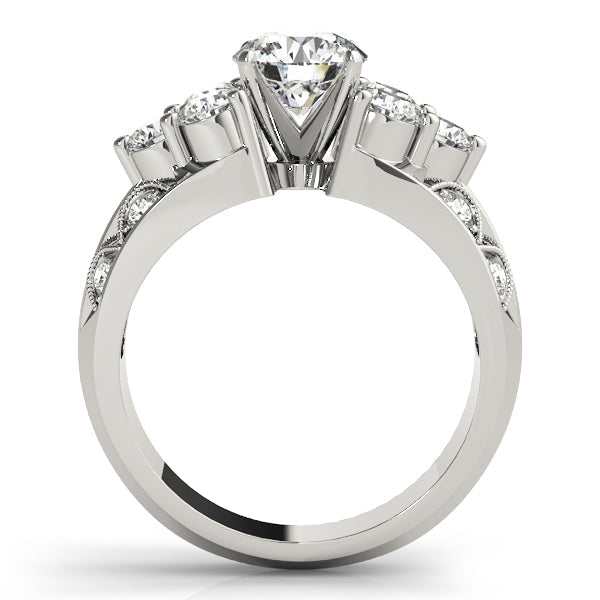 Resplendent Cluster Sides Round Diamond Engagement Ring in 10K/14K gold and platinum with certified lab-grown or natural diamonds