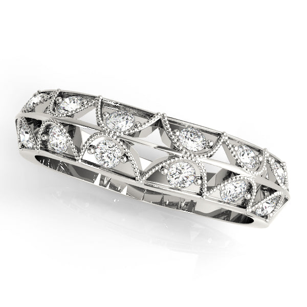 Curved Bands Half Eternity Ring in Gold & Platinum