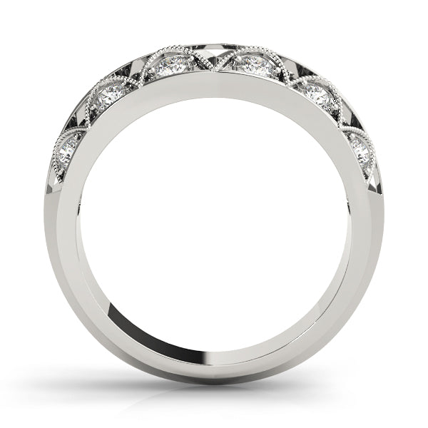 Curved Bands Half Eternity Ring in Gold & Platinum