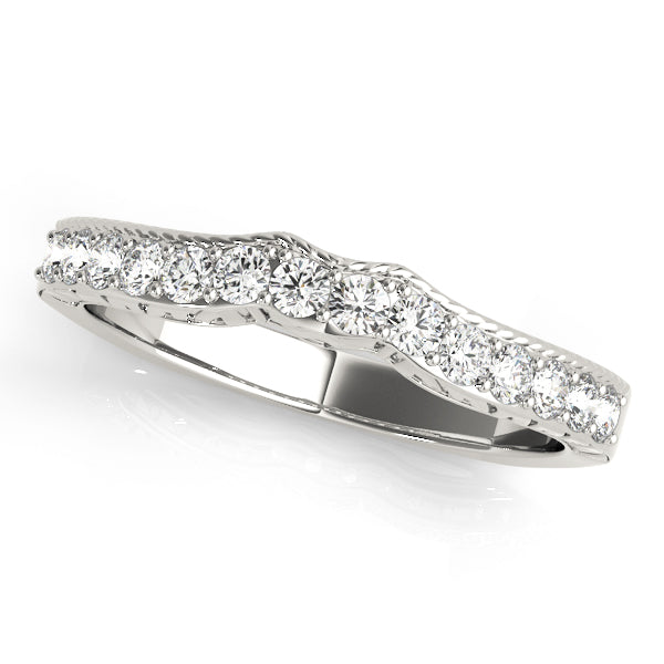 Curved Bands Half Eternity Ring in Gold & Platinum