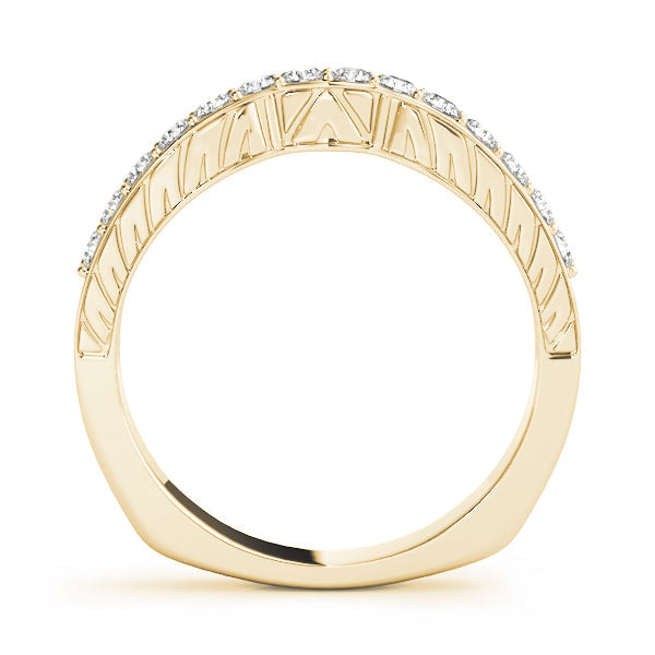 Curved Bands Half Eternity Ring in Gold & Platinum