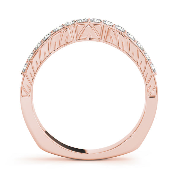 Curved Bands Half Eternity Ring in Gold & Platinum