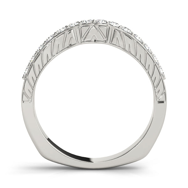Curved Bands Half Eternity Ring in Gold & Platinum