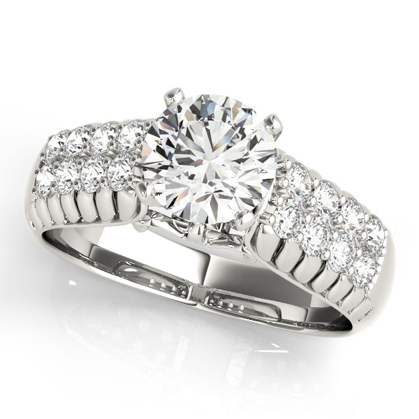 Noble Pave Round Diamond Engagement Ring in 10K/14K gold and platinum with certified lab-grown or natural diamonds