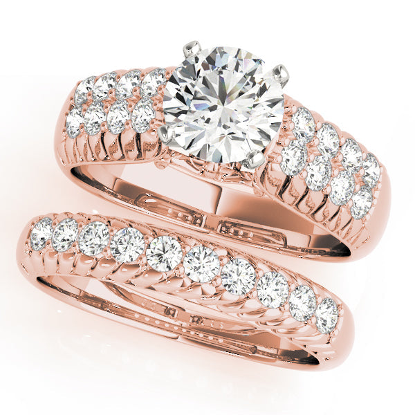 Noble Pave Round Diamond Engagement Ring in 10K/14K gold and platinum with certified lab-grown or natural diamonds
