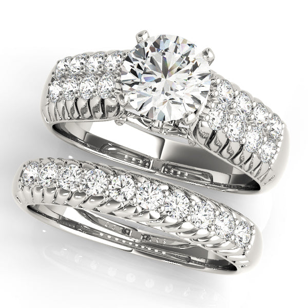 Noble Pave Round Diamond Engagement Ring in 10K/14K gold and platinum with certified lab-grown or natural diamonds