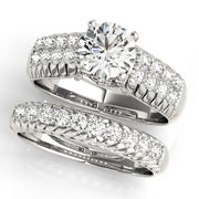 Noble Pave Round Diamond Engagement Ring in 10K/14K gold and platinum with certified lab-grown or natural diamonds