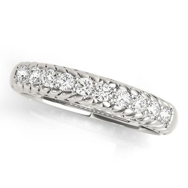 Single Row Prong in Channel Braided Half Eternity Ring in Gold & Platinum