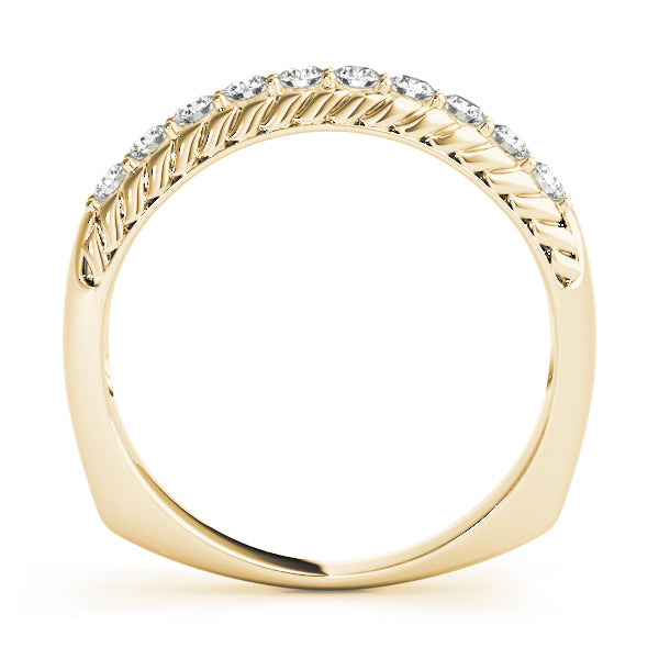 Single Row Prong in Channel Braided Half Eternity Ring in Gold & Platinum