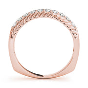 Single Row Prong in Channel Braided Half Eternity Ring in Gold & Platinum