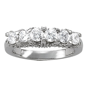 Prong Set Half Eternity Ring in 10K/14K gold and platinum with certified lab-grown or natural diamonds