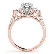 Elegant Three-Stone Round Diamond Engagement Ring in 10K/14K gold and platinum with certified lab-grown or natural diamonds