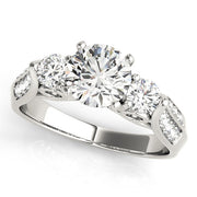 Elegant Three-Stone Round Diamond Engagement Ring in 10K/14K gold and platinum with certified lab-grown or natural diamonds