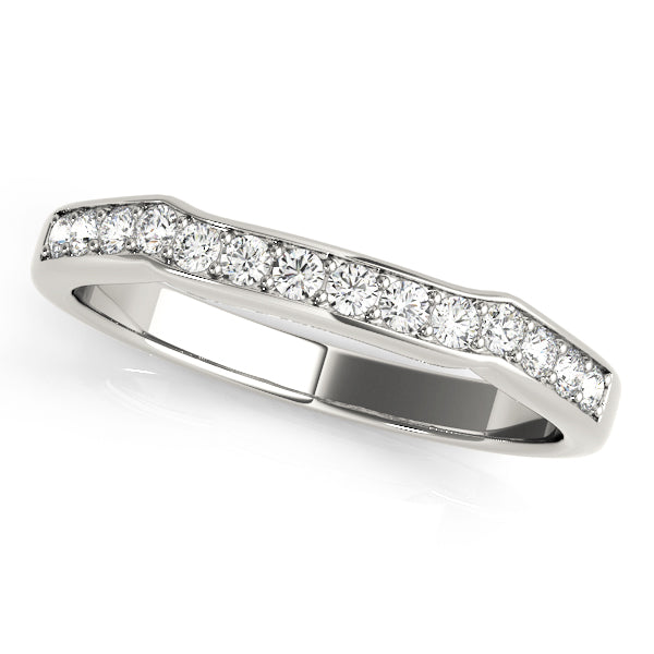 Curved Bands Half Eternity Ring in Gold & Platinum