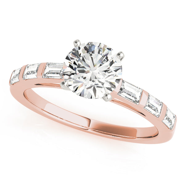 Vintage-Inspired Fancy Shape Baguette Round Diamond Engagement Ring in 10K/14K gold and platinum with certified lab-grown or natural diamonds