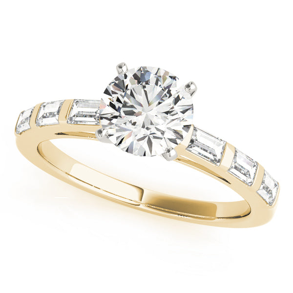 Vintage-Inspired Fancy Shape Baguette Round Diamond Engagement Ring in 10K/14K gold and platinum with certified lab-grown or natural diamonds