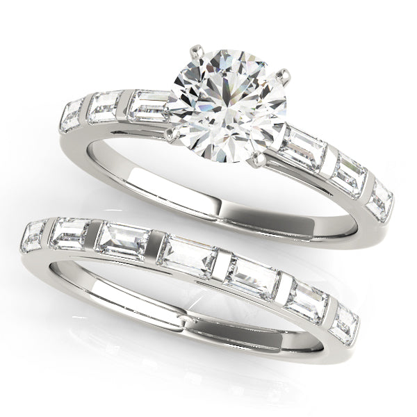 Vintage-Inspired Fancy Shape Baguette Round Diamond Engagement Ring in 10K/14K gold and platinum with certified lab-grown or natural diamonds