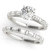 Vintage-Inspired Fancy Shape Baguette Round Diamond Engagement Ring in 10K/14K gold and platinum with certified lab-grown or natural diamonds