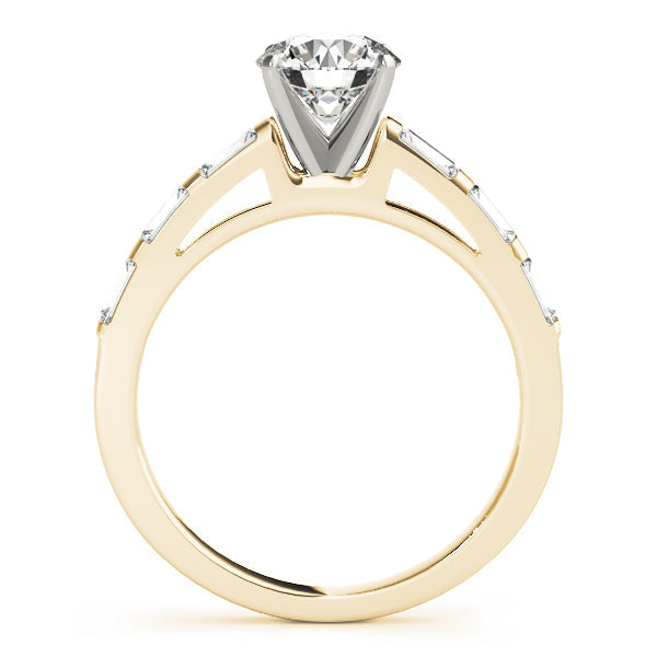 Vintage-Inspired Fancy Shape Baguette Round Diamond Engagement Ring in 10K/14K gold and platinum with certified lab-grown or natural diamonds