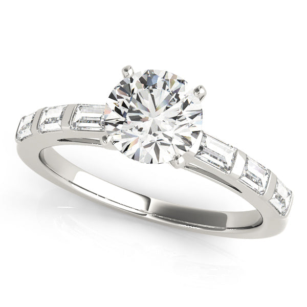 Vintage-Inspired Fancy Shape Baguette Round Diamond Engagement Ring in 10K/14K gold and platinum with certified lab-grown or natural diamonds