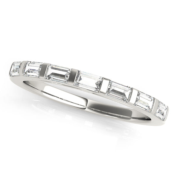 Straight Baguette Half Eternity Ring in Gold & Platinum