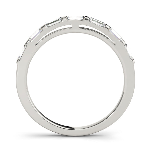 Straight Baguette Half Eternity Ring in Gold & Platinum