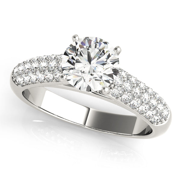 Heirloom Pave Round Diamond Engagement Ring in 10K/14K gold and platinum with certified lab-grown or natural diamonds