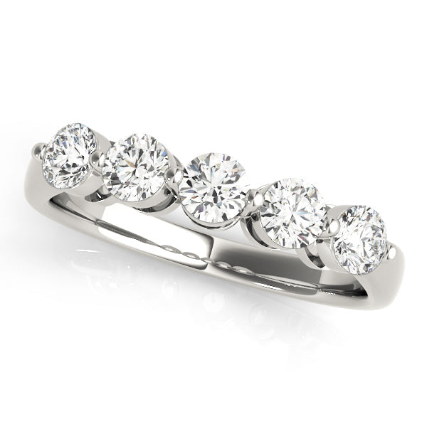Prong Set Half Eternity Ring in Gold & Platinum