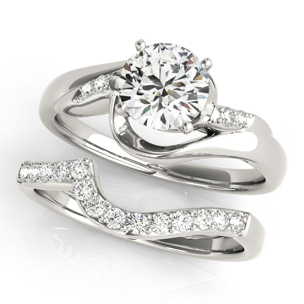 Iconic Bypass Round Diamond Engagement Ring in 10K/14K gold and platinum with certified lab-grown or natural diamonds