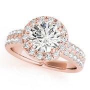 Artisan Halo Round Diamond Engagement Ring in 10K/14K gold and platinum with certified lab-grown or natural diamonds