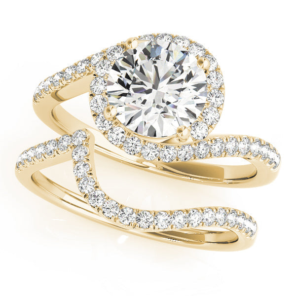 Bespoke Bypass Round Diamond Engagement Ring in 10K/14K gold and platinum with certified lab-grown or natural diamonds