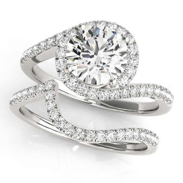 Bespoke Bypass Round Diamond Engagement Ring in 10K/14K gold and platinum with certified lab-grown or natural diamonds